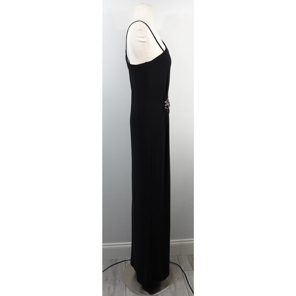 Vintage Cache One Shoulder Black Jersey Grecian Crystal Formal Dress Gown New 6 - Picture 4 of 16